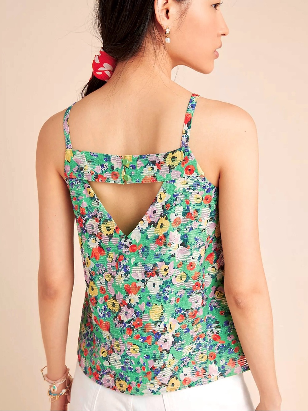 Nwt MAEVE Square Neck Top Floral Green